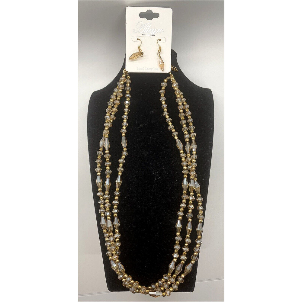 Earrings with Necklace Set Glass Style Beads Fashion Costume Jewelry